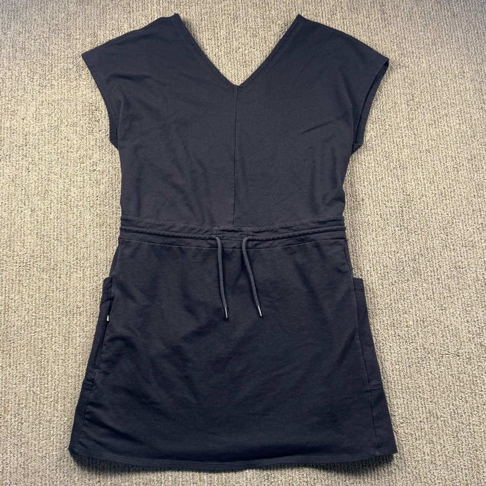 Patagonia Organic Cotton Roaming Dress Womens XL Cutout Back V Neck Black